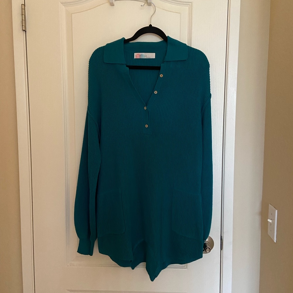 Free People Picnic Sweater Playsuit - Mermaid
